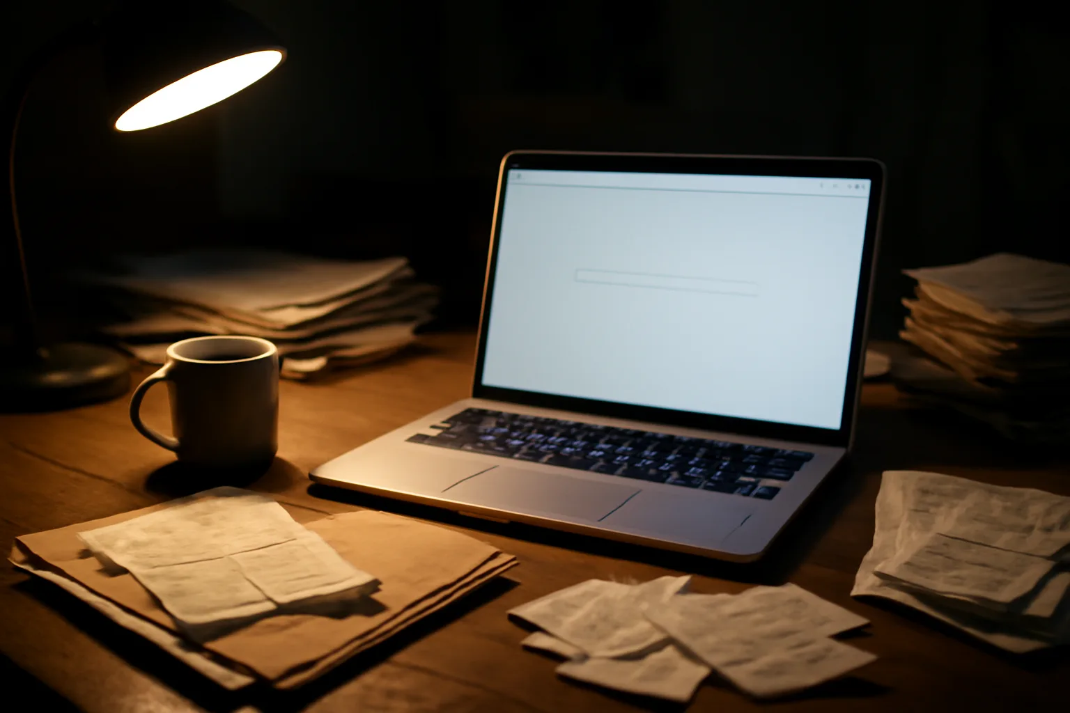 Volunteer treasurer checking nonprofit filing status on a laptop at a kitchen table