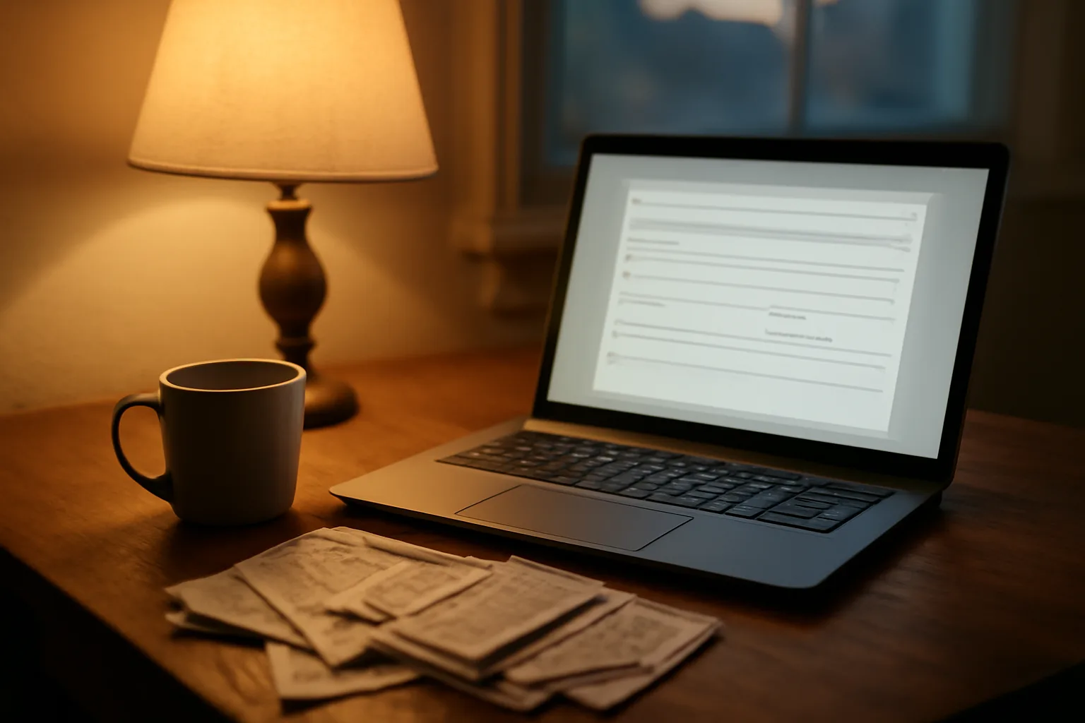 Volunteer treasurer filing the 990 postcard online at a kitchen table
