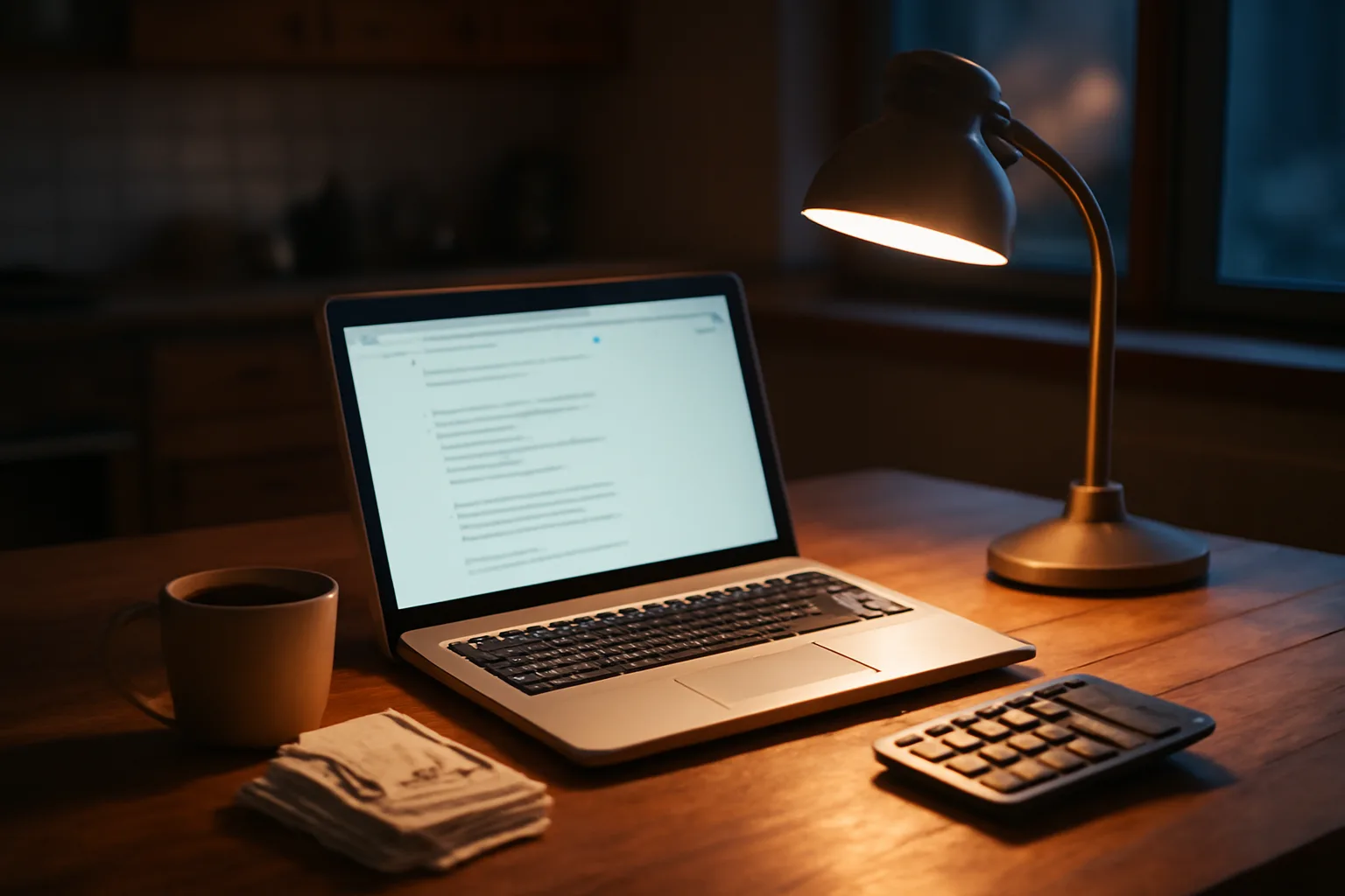 Treasurer checking nonprofit filing records on a laptop at a home desk
