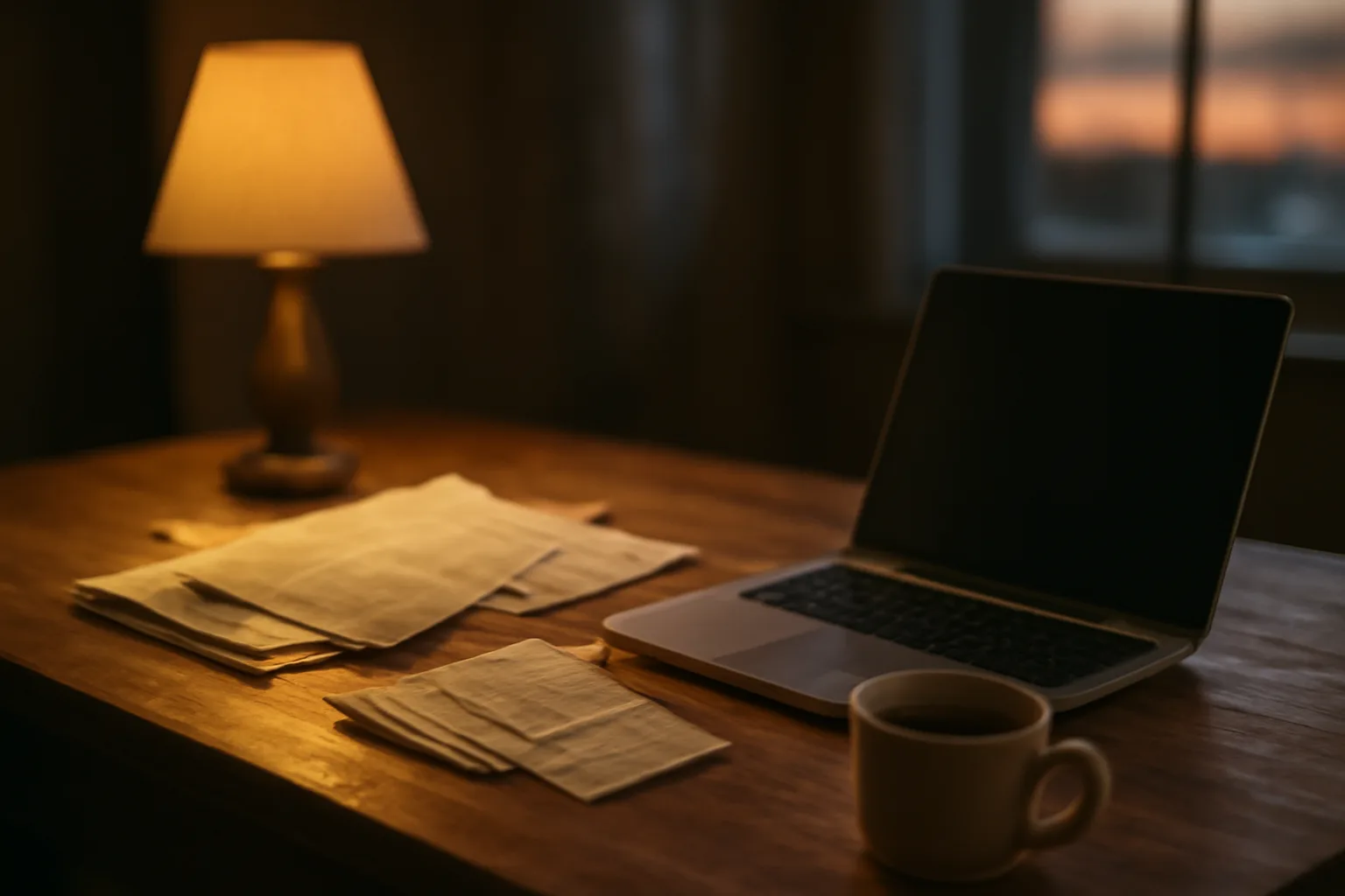 Volunteer treasurer's laptop and paperwork on a kitchen table while filing taxes