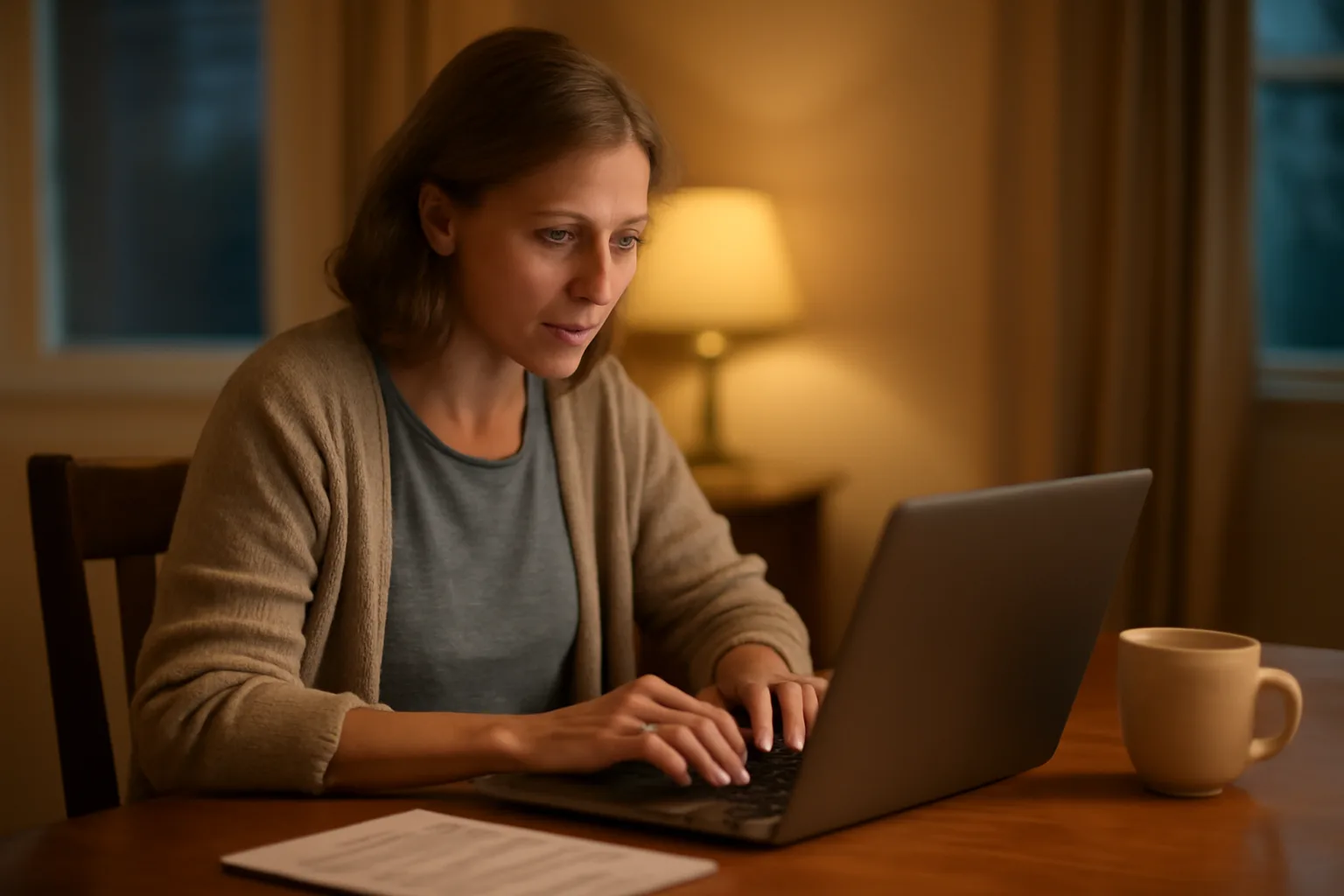 volunteer treasurer working at a laptop preparing to file irs 990n at home