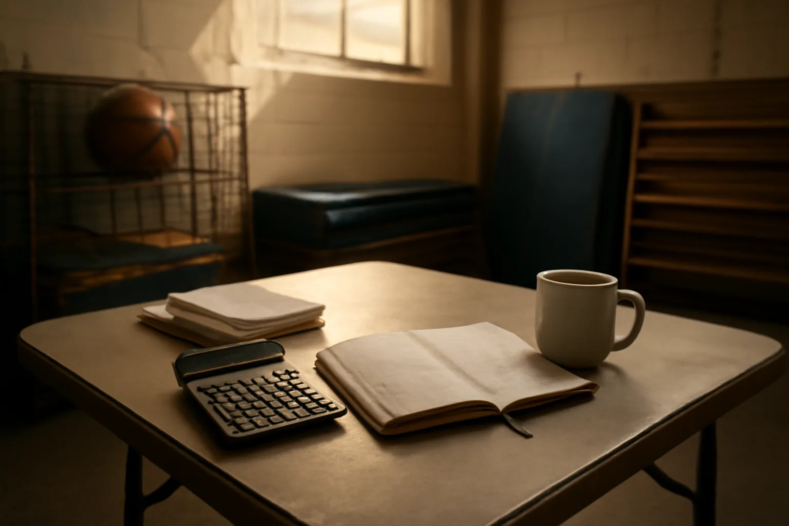 Volunteer treasurer's desk with bank statements and ledger while filing a 990 form