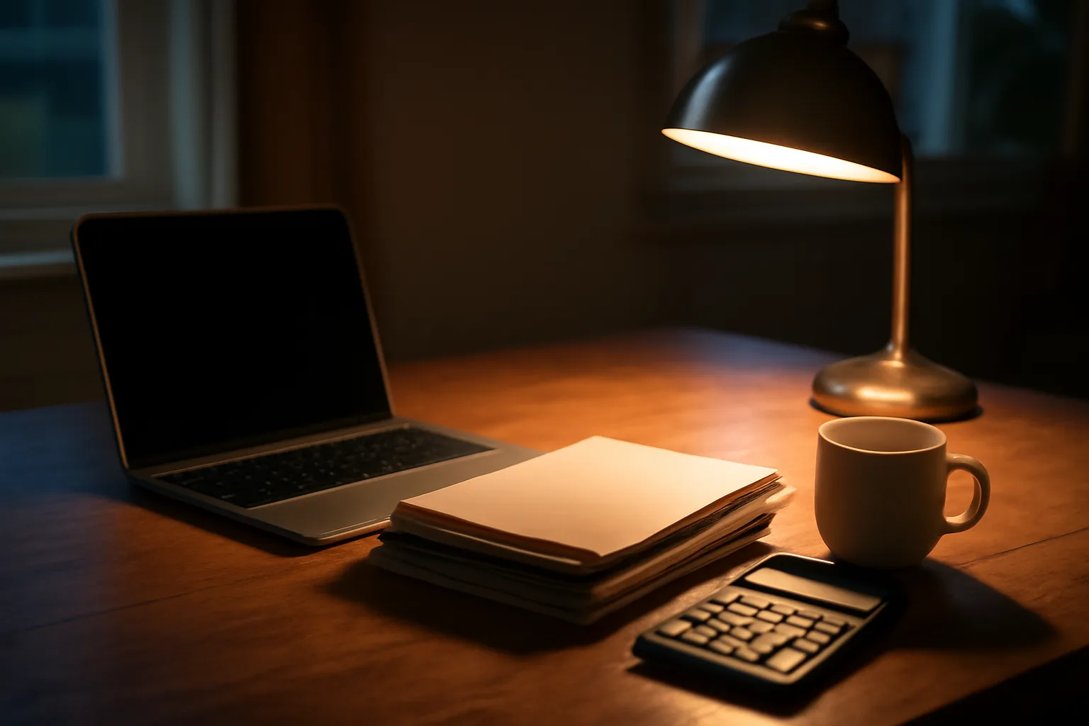 Volunteer treasurer working at a kitchen table on IRS 990-N filing