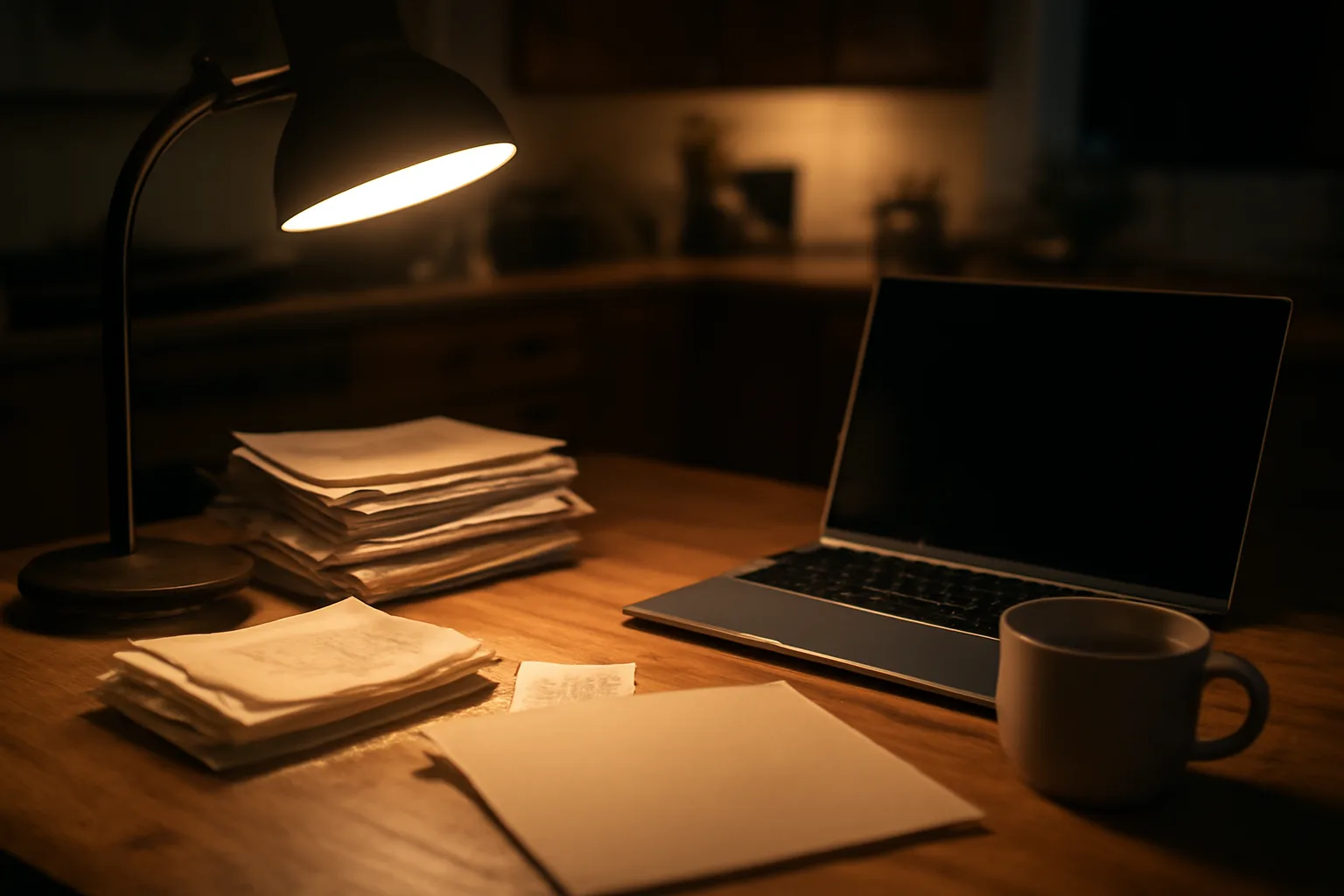 Treasurer working on nonprofit Form 990 filings at a home desk at night