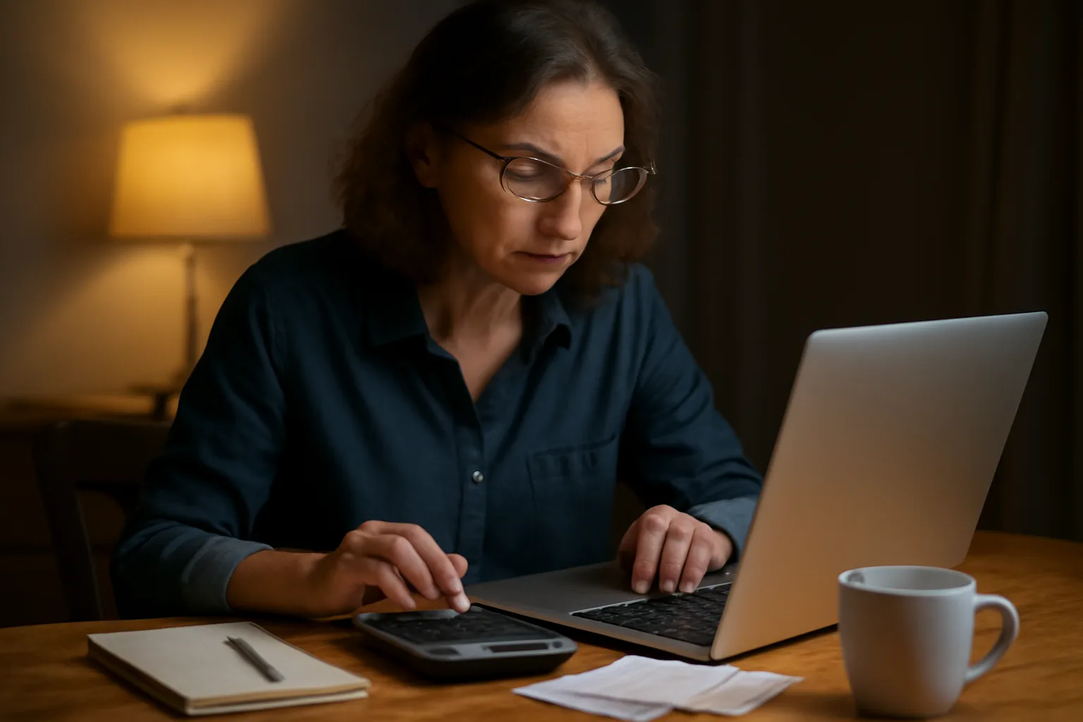 Volunteer treasurer working on a laptop at home preparing to e-file 990-EZ