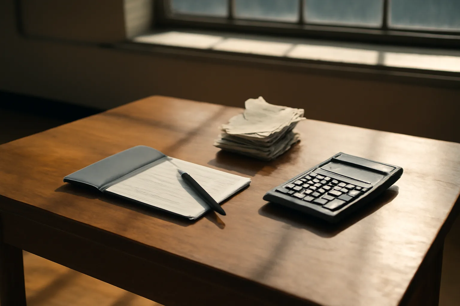 Treasurer's desk with checkbook, receipts, and calculator illustrating club treasurer duties