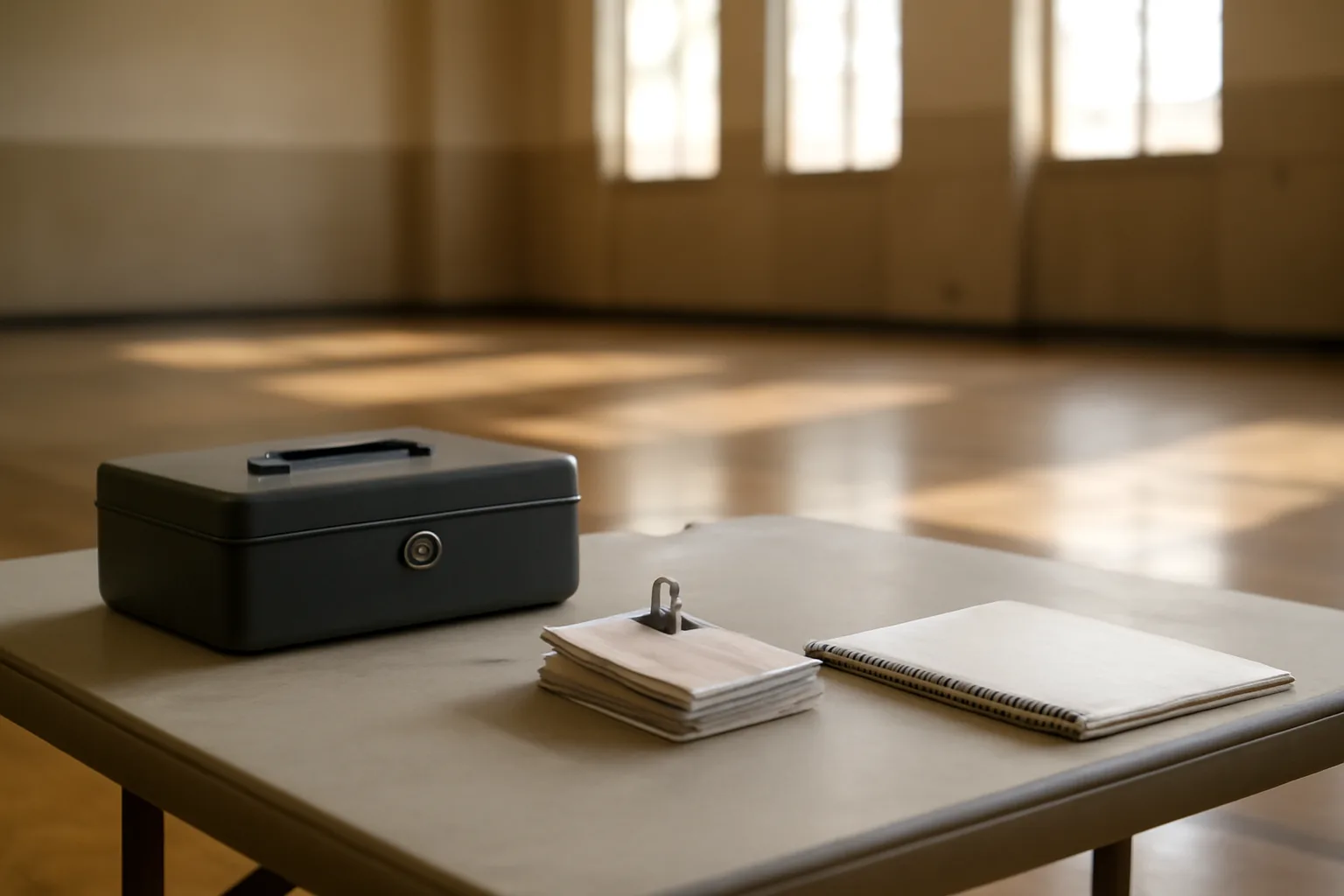 cash box and receipts on a table showing what a class treasurer manages daily
